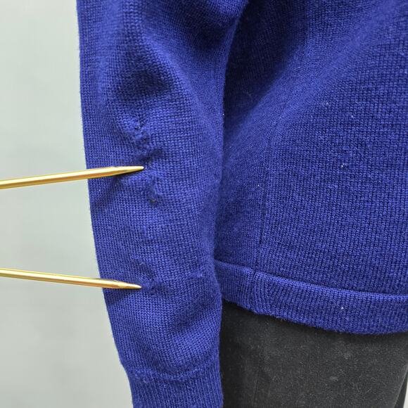 Vintage Bromley Pure New Wool Australian Patons Yarn Cardigan Sweater Blue S - Picture 13 of 13